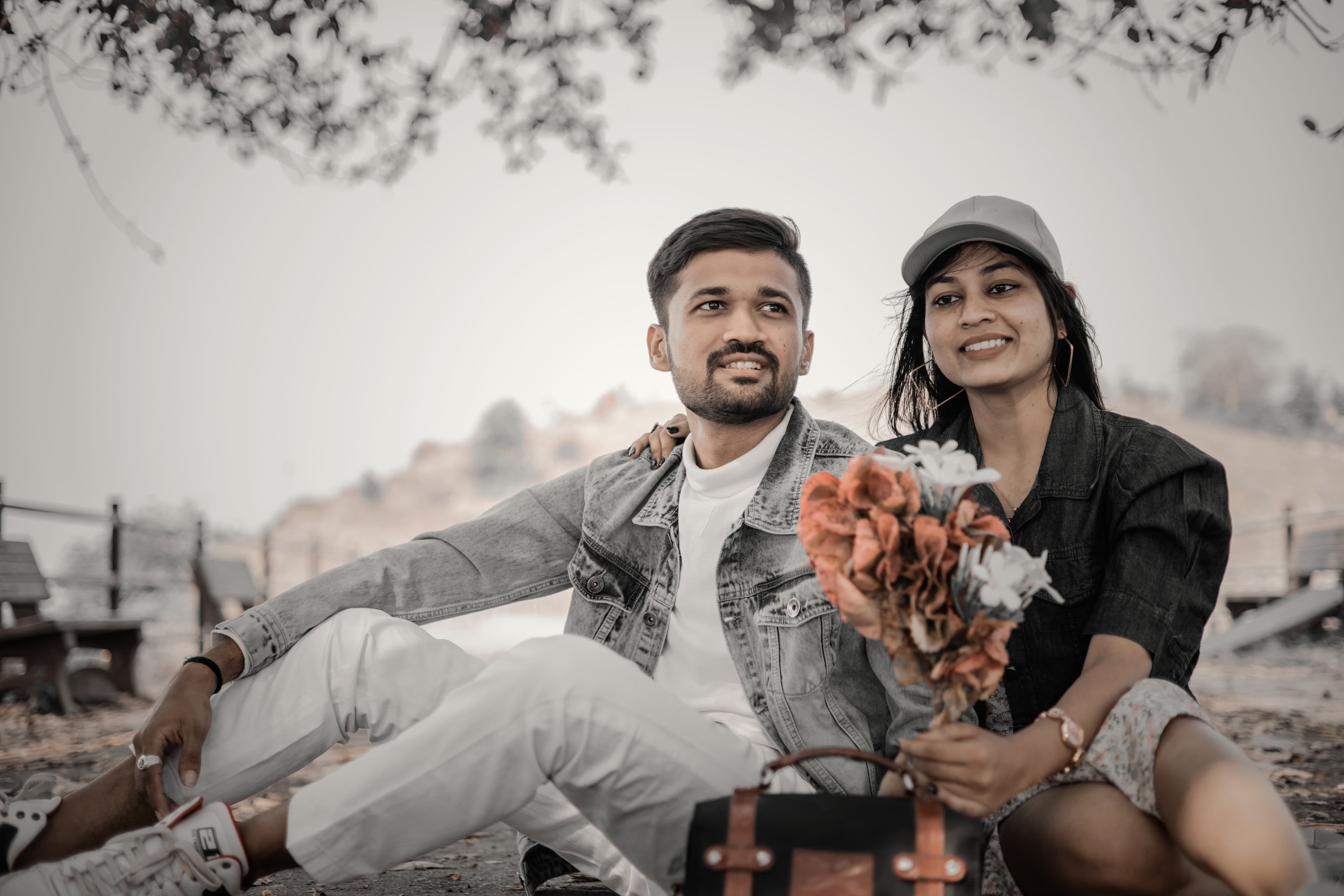 Isabella and Daniel with flowers