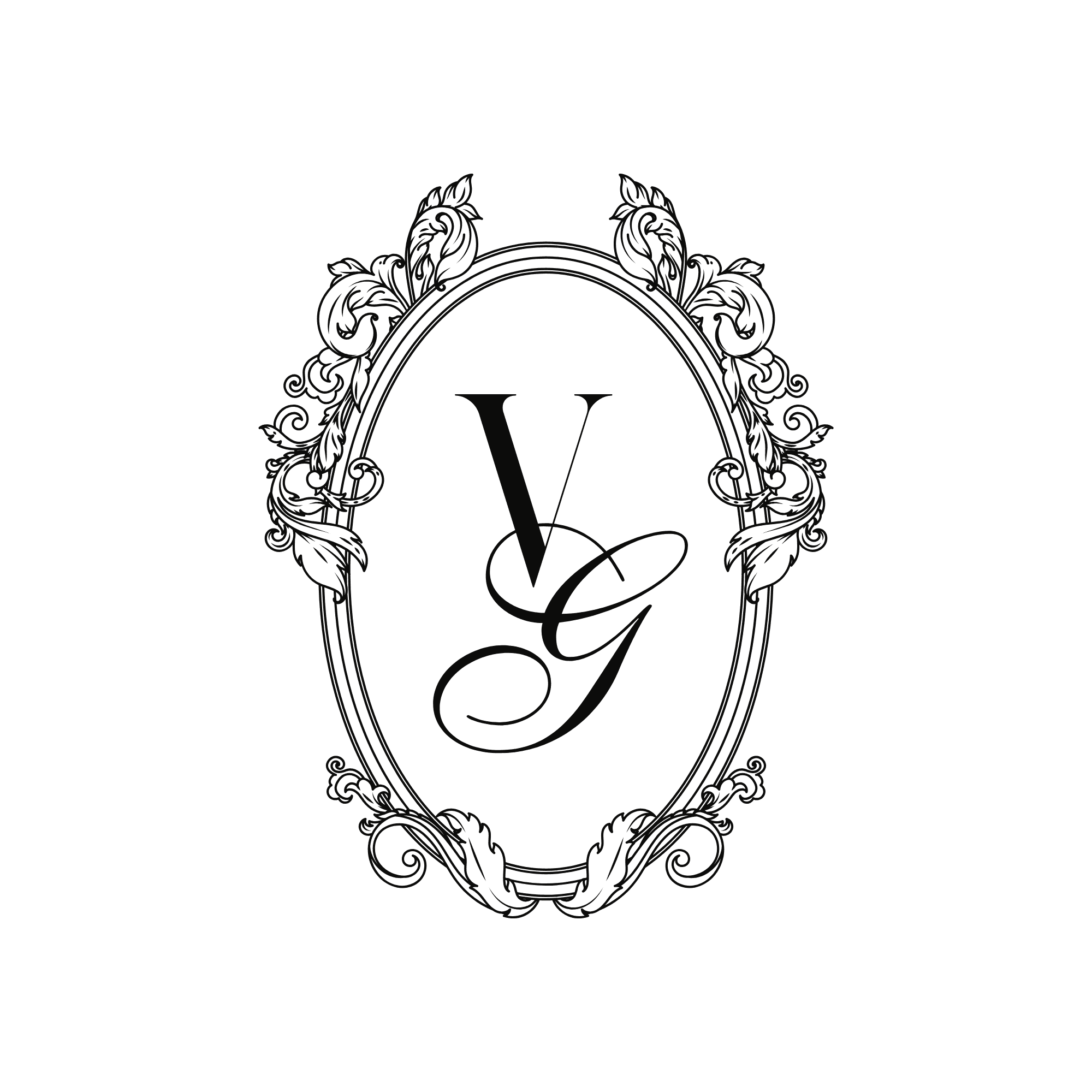 Vincent and Gabrielle's ornate VG wedding monogram